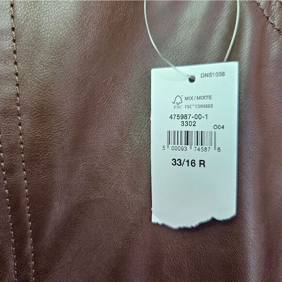 NWT Gap High Rise Vegan Leather Vintage Straight Pant Trouser Espresso Brown 16 - Picture 9 of 14